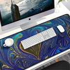 Large Mouse Pad, 31.5x15.7 inch Large Extended Computer Keyboard Mouse Mat, Water Resist Non-Slip Mousepad Rubber Base Long XXL Desk Mouse Pad for Work & Gaming, Office & Home, Blue Heart
