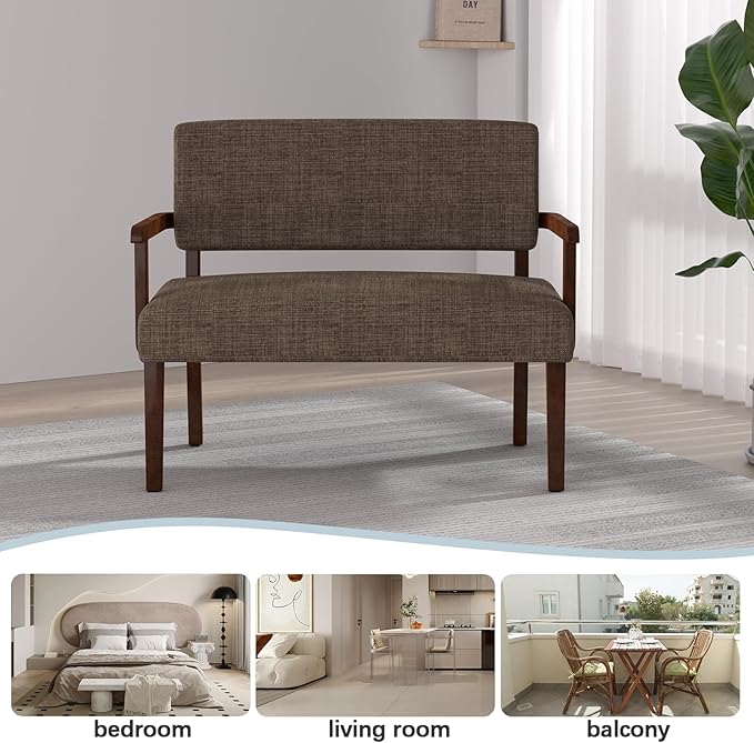 Accent Chair 2 Seat, Arm Chairs with Soft Seat and Armrests for Living Room, Love seat for Dining, Reading, and Waiting Rooms (Brown)