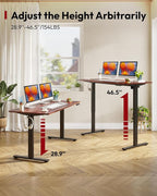 SANODESK Electric Standing Desk 55 x 28 Inches Whole-Piece Desktop Height Adjustable Stand Up Desk w/6-Button Controller Ergonomic Computer Desk for Home Office, Black Frame + Mahogany Tabletop