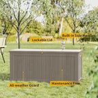 Decksplore 270 Gallon Outdoor Storage Box Waterproof Lockable Resin Deck Box Large, Patio Storage Bin for Pool Accessories Cushion Furniture, Garden Tools, UV-Resistant Outside Delivery Grey