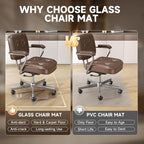 [Tempered Glass] 59“ x 47” Beveled Edge Glass Chair Mat with Polished Edge Clear Office Chair Mat, Glides Smoothly, Suitable for Carpet or Hardwood Floors