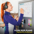 Monthly Magnetic Calendar for Refrigerator - 17x12” Stain-Resistant Dry Erase Fridge Calendar Whiteboard with Large Writing Space for Schedules, Chores & Meals - With 4 Markers & Eraser - Sunday Start