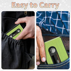 BWEGRHE Slim Credit Card Holder, Green Tape Cassette RFID Blocking Metal Wallet for Men & Women, Aluminum Minimalist Hard Case Pocket-Sized Business Cards Organizer (Fits Up to 10 Cards)