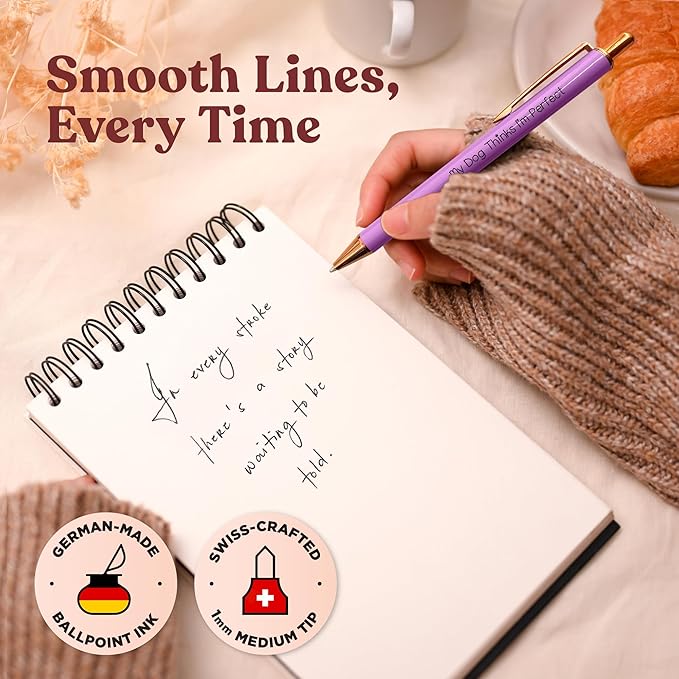 MESMOS 3-Pack Dog Mom Gifts, Mothers Day Gifts for Mom, Fancy Pens for Women, Dog Lovers Gift for Women and Owners, German-Made Ink Ballpoint Pens, Swiss-Made 1mm Medium Tip