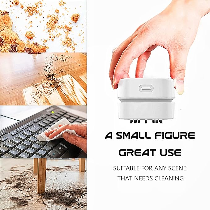 TRZLIFE Desk Vacuum Cleaner, Portable USB Rechargeable Mini Handheld Cleaner Sucks Up Crumbs Debris from Desktop Countertop Drawer, Perfect Office Desk Accessory, Ideal Valentine's Day Gift Pink
