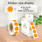 PARLAIM 3/4 Inch Roll Color Coding Labels,4000 per/4 Rolls Round Adhesive Color Coding Circle Dot Stickers for Office Home(Orange)