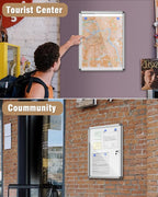 Mifuro 26"x20" Enclosed Bulletin Board, Lockable Weather-Resistant Aluminum Noticeboard for School & Office, Silver Frame w/Magentic Whiteboard