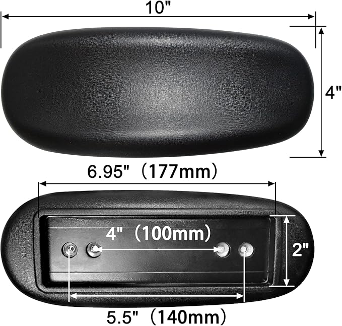 MySit Office Chair Armrest Replacement Arm Pads Universal 4" or 5.5" Mounting Hole (Set of 2) Black