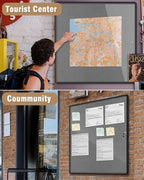 Mifuro 38"x38" Enclosed Bulletin Board, Lockable Weather-Resistant Aluminum Cork Noticeboard for School & Office, Black Frame w/Grey Flet