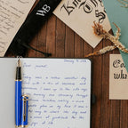 Wordsworth & Black Fountain Pen Set, 18K Gilded Medium Nib, Includes 24 Pack Ink Cartridges, Ink Refill Converter & Gift Pouch, Gold Finish, Calligraphy, [Imperial Blue], Perfect for Men & Women…