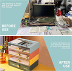 DETEIN Stackable Desk Drawer Organizer 13''x9''x3.3'' Desktop Paper Organizer for Printer Paper File Office Drawer Organizer Box Clear Storage Drawer for Stationery, School, Dorm(Yellow,L-1 Drawer)