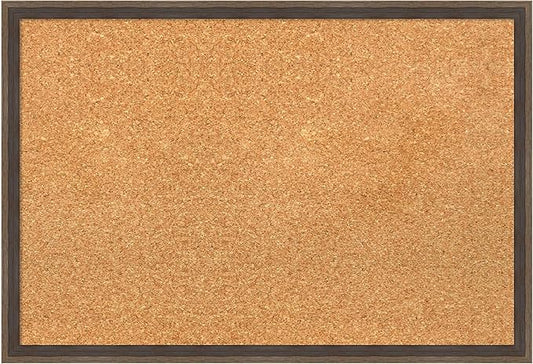Amanti Art Natural Cork Board for Wall, 17x25 Vision Board with Brown Wood Frame, Medium Corkboard Office Decor for Home Organization, Modern Contemporary Corkboard Pinboard to display items for home