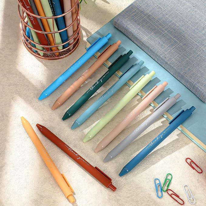 200pcs Thank You Pens Bulk Cute Multicolor Ballpoint Pen for Men Women Server Accessories Employee Holiday Appreciation Gifts for Teacher Office Back to School Party Favor (Morandi)