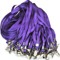 Beebel Purple Lanyards 100 Pack Nylon Flat Badge Lanyard for Id Badge Name Tag (Purple, 100 Pack)