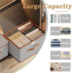 Tuza 2 Pack Storage Bins with Lids, Collapsible Closet Organizer Container, Fabric Organizer Box with Handles, Decorative Storage Boxes with Lids for Organizing Clothes, Books, Light Grey, Large