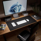 Aothia Dual-Sided Desk Pad - 25.6x13.7 inches Leather Desk Mat, Natural Cork Desk Pad Protector, Large Mouse Pad for Desk, Waterproof Desk Blotter Pad, Desk Writing Pad for Office Work/Home, Black