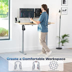VIVO Electric 60 x 24 in Standing Desk, Memory Height Adjustment, 1B Series, Holds 220 lbs, One-Piece Light Wood Top, Gray Frame, DESK-KIT-1G6C