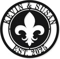 Personalized Fleur De Lis Metal Ring Sign Last Name Sign Monogram Wall Decor Personalized Signs for Home Custom Name Sign Metal Monogram Name Sign Family Established Signs Monogram Sign