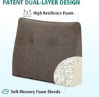 TANYOO Back Support Pillow for Recliner Soft Dual Layer Lumbar Support Pillow with Shredded Memory Foam Ergonomic Orthopedic Couch Lumbar Cushions for Elderly Lower Back Pain Relief Brown