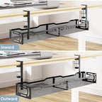 Mzmaxy Cable Management, 25'' Cable Management Under Desk No Drill, Metal Cord Organizer with Clamp for Standing Desk, Cable Organizer for Home Office, Black