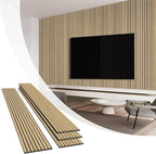 Olanglab Wood Slat Wall Panels 4 Pack, Wooden Acoustic Wall Panels, 94.5"x12.6" Each 3D Wall Panels for Interior Wall Decor (Warm Oak-Extendo Trio)