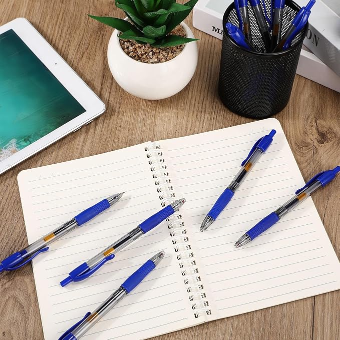 Jetec 250 Pcs Premium Gel Roller Pens Bulk, Fine Point 0.7 mm, Retractable Gel Ink Roller Ball Pens for Writing Journaling Taking Notes Office (Blue)