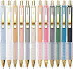 Linbsunne Ballpoint Pens Black Medium Point 1mm Pen with Super Soft Grip Ball Point Pen for Men Women Retractable Pens (gold-12 pcs)