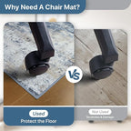 Office Chair Mat for Hardwood Tile Floor, Abstract 48"X 60" Desk Mats for Office Chair on Rolling Chairs Carpet, Desk Anti-Slip 1/5" Thick Rug for Computer Chair, Thin Low-Pile Floor Mat, Navy Beige