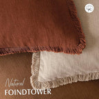 Foindtower Set of 2 Decorative Linen Fringe Lumbar Throw Pillow Covers Farmhouse Cushion Cover with Tassels Soft Accent Pillowcase for Couch Sofa Bed Living Room Home Decor,12×20 Inch,Orange Brown