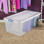 Sterilite 4-Pack Latching Box, Under Bed Storage Bins with Lids, Clear Plastic, 106 Quart - Heavy-Duty Organizing Containers for Closet, Bathroom, and Office