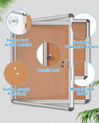 Mifuro 2 Pack 38"x38" Enclosed Bulletin Board, Lockable Weather-Resistant Aluminum Cork Noticeboard for School & Office, Silver Frame w/Cork