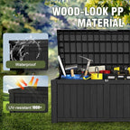 Yardgrace Extra-Large 150 Gallon Outdoor Chest Storage Waterproof - Outside Storage Box & Bench, Resin Deck Chest for Patio/Pool, Lockable UV-Resistant, Onyx Black