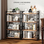 Homeiju Bookshelf, 4 Tier Small Bookcase, Organizers and Storage, Metal Small Bookcase, Rustic Book Shelf Organization and Storage for Living Room, Bedroom, and Home Office(Rustic Brown)