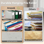 Ansook Plastic Legal Size Hanging File Folders,Heavy Duty 3" Expandable Legal File Folder Hanging with Tabs,6 Pack Extra Capacity Pastel File Cabinet Folders,Office School Hanging File Organizer