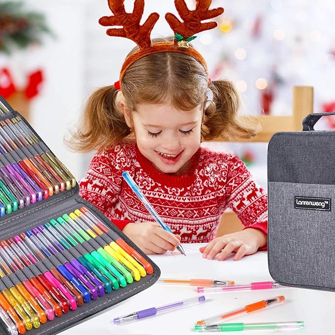 200 Pack Gel Pen Set 100 Colored Gel Pen with 100 Refills,Glitter Gel pens 40% More Ink with Canvas Bag for Kids Coloring Books Drawing Crafts Scrapbooks Journaling Planner