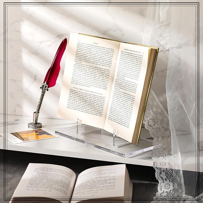 Jetec Acrylic Book Stand Clear Easel Stand for Display Acrylic Plate Postcard Picture Display Holder for Picture Book Decorative Plate Platter Photo(6 x 4 x 5.5 Inch)