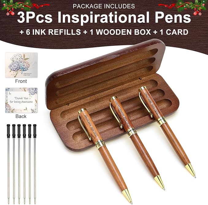 Luxury Wooden Pen Set Thank You Gifts for Women Men Friends Cool Teacher Boss Appreciation Gift for Female Coworkers Nice Engraved Pens Gifts Office Business Pens Work Employee Gratitude Gift
