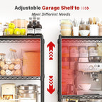 REIBII 5 Tier Storage Shelves Adjustable Wire Rack Shelving, Kitchen Shelves 13.4" D x 23.2" W x 60" H Strong Metal Shelves for Restaurant Garage Pantry，Black