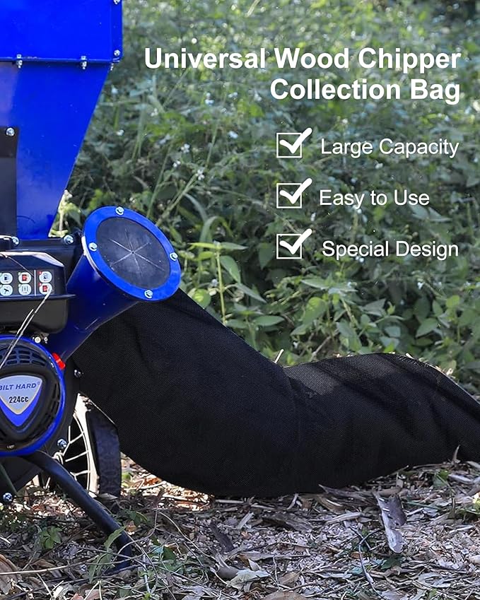 WAUGODD Wood Chipper Shredder Bag - Extra Large 24" x 48" Leaf Mulcher Shredder Collection Bag for Troy Bilt Wood Slicer Splitter Chipper Lawn Machine Universal Parts