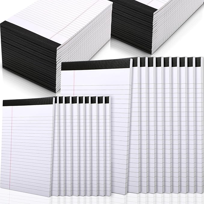 40 Pack Legal Pads Bulk 8.5 x 11 Inch and 5 x 8 Inch Note Pads, 50 Sheet/notepad, Wide Ruled Perforated Writing Notepads for School Students Teachers Office to Do Lists(White)
