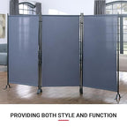 Proman Products - Galaxy Section Divider, Water Repellent Fabric Room Divider with Black Powder Coated Metal Frame for Indoors or Outdoors (Grey)