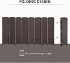 HOMCOM Room Divider, 8 Panel Folding Privacy Screen, 5.6' Tall Freestanding Wall Partition for Home Office, Bedroom, Brown