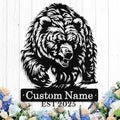 Custom Bear Metal Sign, Custom Bear Metal Wall Art Decor, Personalized Last Name Signs for Home, Rustic Farmhouse Black Wall Decor for Cabin, Bedroom, Living Room, Porch