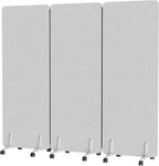 MORDEER 70.8" W x 63" H Freestanding Partition Room Dividers, Acoustic Panels with Wheels, 3 Soundproof Privacy Panels for Office, Reception Room, School, Hospital, Light Grey