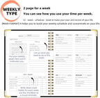 Undated Weekly Planner with Metal Corner Hardcover Notebook , A5 Size Journal with To Do List Planner, Habit Tracker,Weekly Goals for ADHD,Student, Office, Women, Men ,Gifts,6 x 8 inches，Spiral Bindding ,Black