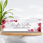 Personalized Name Plate for Desk, Custom Desk Name Plate, Acrylic Name Plate Office Desk Accessories, Personalized Office Gifts for Coworkers Teachers, Employee Appreciation Gifts (A-Rose)