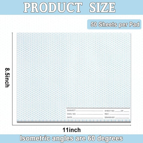 2 Pack 100 Sheets 8.5" x 11" Isometric Graph Paper Pad Landscape for 3D Designs Architecture Landscaping Engineering Drafting (Landscape)