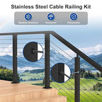 BLIKA 20Pack Black Cable Railing Adhesive Sleeves for 1/8" 5/32" 3/16" Wire Rope Cable, T316 Stainless Steel, 2.8mm Thickness Cable Railing Protector Adhesive Sleeves for Deck Stair Cable Railing Kits