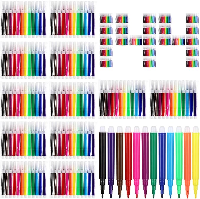 144 Pcs Mini Markers Colored Pen 3.4 Inch Vibrant Colors Portable Short Colored Markers Assorted Multicolor Watercolor Marker Pen for Kids and Adult Glass Office School Supplies (12 Colors)