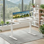 Furmax Adjustable Height Electric Standing Desk with Drawers, 48 Inch Sit Stand Desk with One-Piece Thickened Desktop & USB Charging Port for Home Office Computer Desks (White Desktop, 48 Inch)